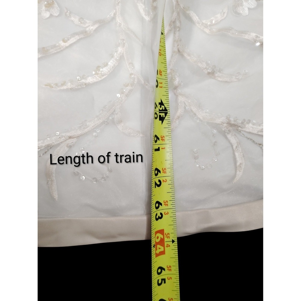 Michaelangelo Ivory Strapless Embroidered Wedding Dress 6 W/ 2 Veils & Petticoat - Picture 8 of 12